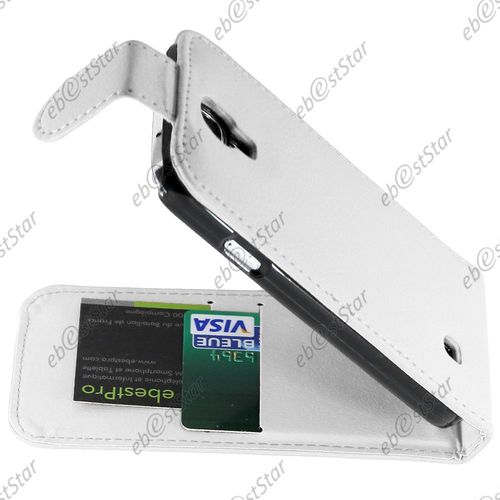 Ebeststar   Housse Simili Cuir  Clapet Coque Etui Pour Samsung Galaxy S4 I9500 I9505, Couleur Blanc [Dimensions Precises De Votre Appareil : 136.6 X 69.8 X 7.9 Mm, cran 5'']