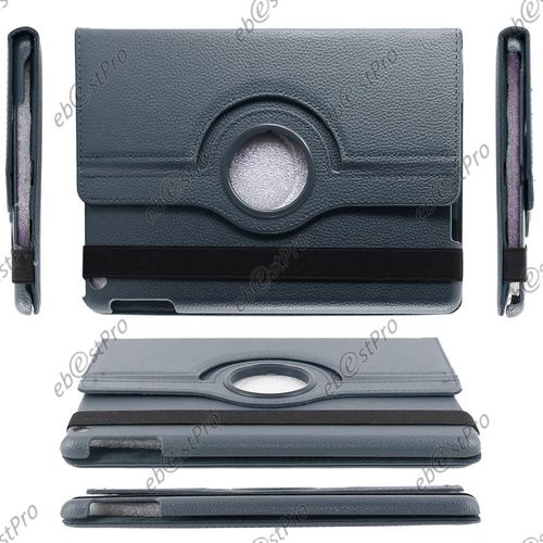 Ebeststar  Pour Apple Ipad Air, Ipad 5, Ipad Air Wi-Fi, 3g - Housse Coque Etui Pu Cuir Rotatif Avec Support  Rotation 360 + 1 Verre Tremp, Couleur Bleu Fonc