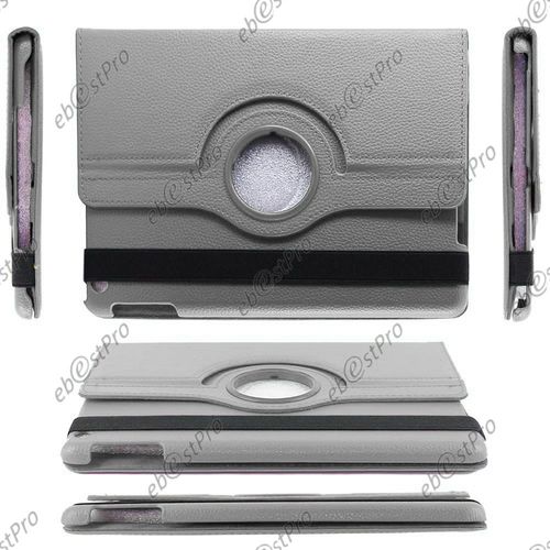 Ebeststar  Pour Apple Ipad Air, Ipad 5, Ipad Air Wi-Fi, 3g - Housse Coque Etui Pu Cuir Rotatif Avec Support  Rotation 360 + 1 Verre Tremp, Couleur Gris