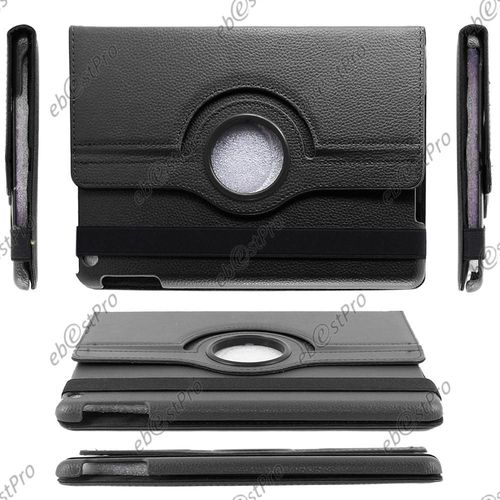Ebeststar  Pour Apple Ipad Air, Ipad 5, Ipad Air Wi-Fi, 3g - Housse Coque Etui Pu Cuir Rotatif Avec Support  Rotation 360 + 1 Verre Tremp, Couleur Noir