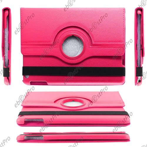 Ebeststar  Pour Apple Ipad Air, Ipad 5, Ipad Air Wi-Fi, 3g - Housse Coque Etui Pu Cuir Rotatif Avec Support  Rotation 360 + 1 Verre Tremp, Couleur Rose