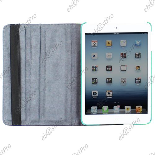 Ebeststar  Pour Apple Ipad Mini 1 - Housse Coque Etui Pu Cuir Rotatif Avec Support  Rotation 360 + 1 Verre Tremp, Couleur Bleu