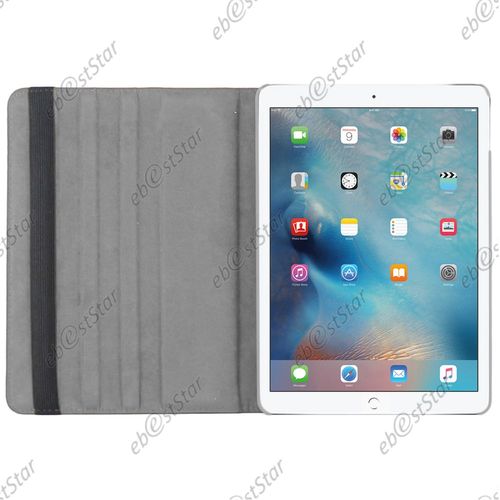Ebeststar  Pour Apple Ipad Pro 9.7 (2016), Wi-Fi, 3g, 4g, Lte - Housse Coque Etui Pu Cuir Rotatif Avec Support  Rotation 360 + 1 Verre Tremp, Couleur Gris