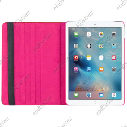 Ebeststar  Pour Apple Ipad Pro 9.7 (2016), Wi-Fi, 3g, 4g, Lte - Housse Coque Etui Pu Cuir Rotatif Avec Support  Rotation 360 + 1 Verre Tremp, Couleur Rose