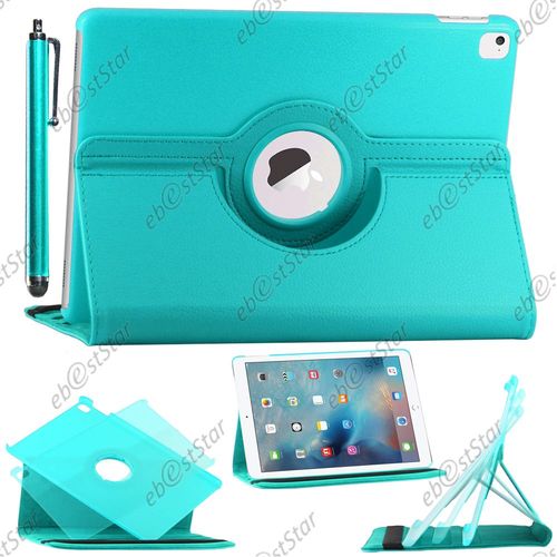 Ebeststar  Pour Apple Ipad Pro 9.7 (2016), Wi-Fi, 3g, 4g, Lte - Housse Coque Etui Pu Cuir Rotatif Avec Support  Rotation 360 + Stylet, Couleur Bleu