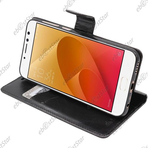 Ebeststar  Pour Asus Zenfone 4 Selfie Pro Zd552kl - Housse Coque Etui Pochette Portefeuille Support Folio Simi Cuir, Couleur Noir [Dimensions Precises De Votre Appareil : 154 X 74.8 X 6.9 Mm, cran 5.5'']