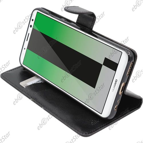 Ebeststar  Pour Huawei Mate 10 Lite (2017) - Housse Coque Etui Portefeuille Support Folio Simi Cuir, Couleur Noir [Dimensions Precises De Votre Appareil : 156.2 X 75.2 X 7.5 Mm, cran 5.9'']