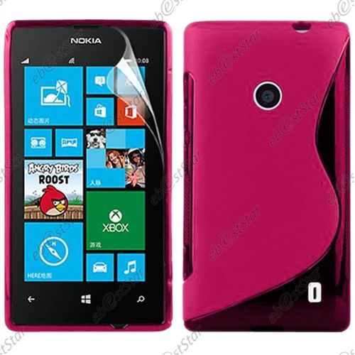 Ebeststar  Pour Nokia Lumia 520 - Housse Etui Coque Silicone Gel Motif S-Line Protection Souple, Couleur Rose [Dimensions Precises De Votre Appareil : 119.9 X 64 X 9.9 Mm, cran 4'']