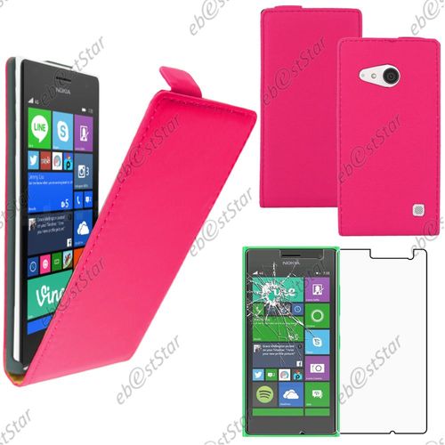 Ebeststar  Pour Nokia Lumia 735 730 Dual - Housse Coque Etui En Pu Cuir  Rabat Ultra Fine (Slim Case) + 1 Verre Tremp, Couleur Rose