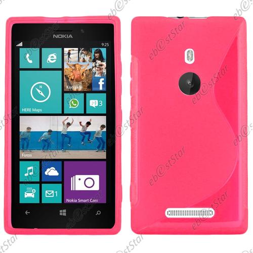 Ebeststar  Pour Nokia Lumia 925 - Housse Etui Coque Silicone Gel Motif S-Line Protection Souple, Couleur Rose [Dimensions Precises De Votre Appareil : 129 X 70.6 X 8.5 Mm, cran 4.5'']