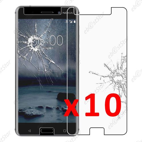 Ebeststar  Pour Nokia Nokia 6 - Lot X10 Film Protection cran Verre Tremp Anti Casse Anti-Rayures [Dimensions Precises De Votre Appareil : 154 X 75.8 X 7.9 Mm, cran 5.5''] [Note Importante Lire Description]