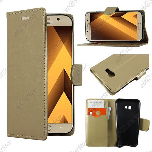 Ebeststar  Pour Samsung Galaxy A5 2017 A520f - Housse Coque Etui Portefeuille Support Folio Simi Cuir, Couleur Or / Dor [Dimensions Precises De Votre Appareil : 145 X 71 X 7.8 Mm, cran 5.2'']