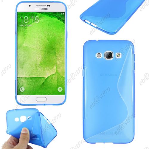 Ebeststar  Pour Samsung Galaxy A8 Sm-A800f Coque S-Line Silicone Gel Motif Vague Housse Etui Protection Souple, Couleur Bleu + Film Protection D'cran