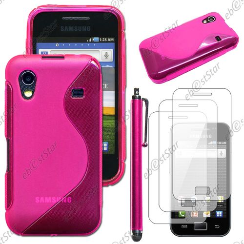 Ebeststar  Pour Samsung Galaxy Ace S5839i, S5830, S5830i - Housse Etui Coque Silicone Gel Motif S-Line Protection Souple + Stylet + 3 Film cran, Couleur Rose [Dimensions Precises De Votre Appareil : 112.4 X 59.9 X 11.5 Mm, cran 3.5'']