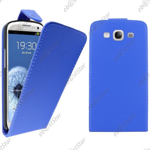 Ebeststar  Pour Samsung Galaxy S3 I9300 I9305 - Housse Coque Etui Simili Cuir  Rabat Vertical, Couleur Bleu [Dimensions Precises De Votre Appareil : 136.6 X 70.8 X 8.6 Mm, cran 4.8'']