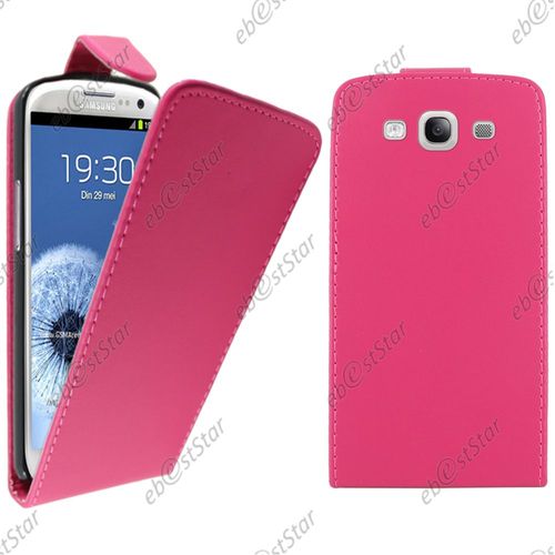 Ebeststar  Pour Samsung Galaxy S3 I9300 I9305 - Housse Coque Etui Simili Cuir  Rabat Vertical, Couleur Rose [Dimensions Precises De Votre Appareil : 136.6 X 70.8 X 8.6 Mm, cran 4.8'']