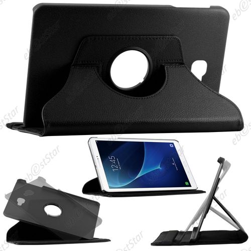 Ebeststar  Pour Samsung Galaxy Tab A 2016 10.1 T580 T585 - Housse Coque Etui Pu Cuir Rotatif Avec Support  Rotation 360 + Film, Couleur Noir