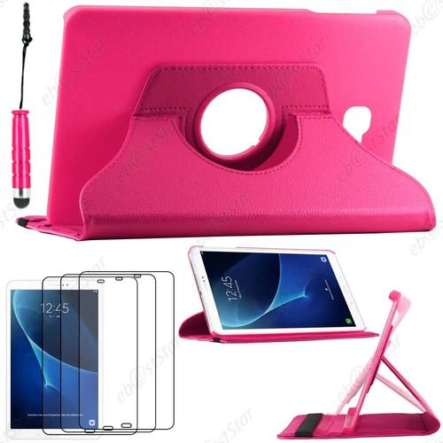 ebestStar  pour Samsung Galaxy Tab A 2016 10.1 T580 T585 - Housse Coque Etui PU cuir rotatif avec support  rotation 360 + Mini Stylet + 3 Film cran, Couleur Rose