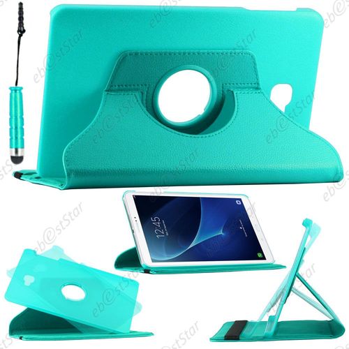 Ebeststar  Pour Samsung Galaxy Tab A 2016 10.1 T580 T585 - Housse Coque Etui Pu Cuir Rotatif Avec Support  Rotation 360 + Mini Stylet, Couleur Bleu