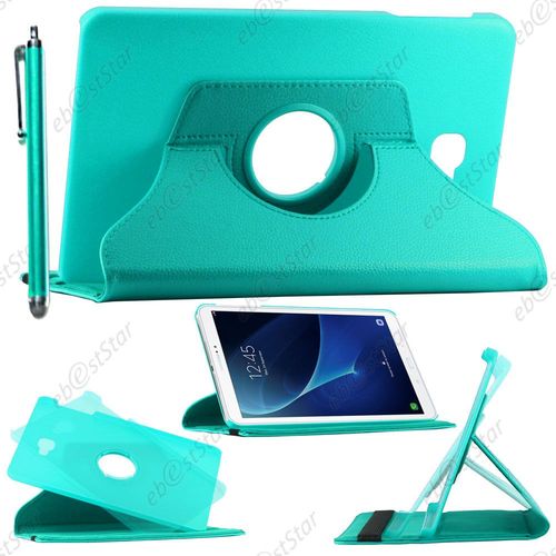 Ebeststar  Pour Samsung Galaxy Tab A 2016 10.1 T580 T585 - Housse Coque Etui Pu Cuir Rotatif Avec Support  Rotation 360 + Stylet, Couleur Bleu