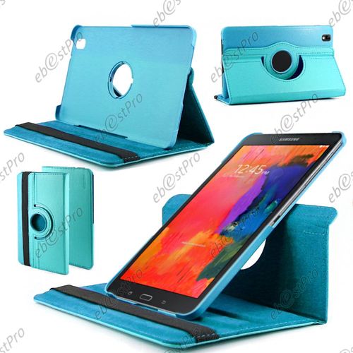Ebeststar  Pour Samsung Galaxy Tab Pro 8.4 Sm-T320 - Housse Coque Etui Pu Cuir Rotatif Avec Support  Rotation 360 + Film, Couleur Bleu [Dimensions Precises De Votre Appareil : 219 X 128.5 X 7.2 Mm, cran 8.4'']
