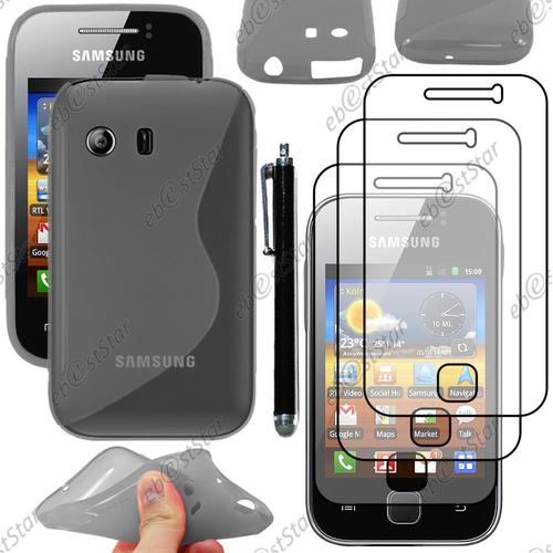 Ebeststar  Pour Samsung Galaxy Y S5360 - Housse Etui Coque Silicone Gel Motif S-Line Protection Souple + Stylet + 3 Film cran, Couleur Gris