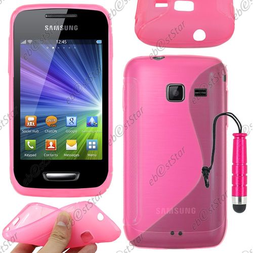 Ebeststar  Pour Samsung Wave Y S5380 - Housse Etui Coque Silicone Gel Motif S-Line Protection Souple + Mini Stylet, Couleur Rose [Dimensions Precises De Votre Appareil : , cran 0'']