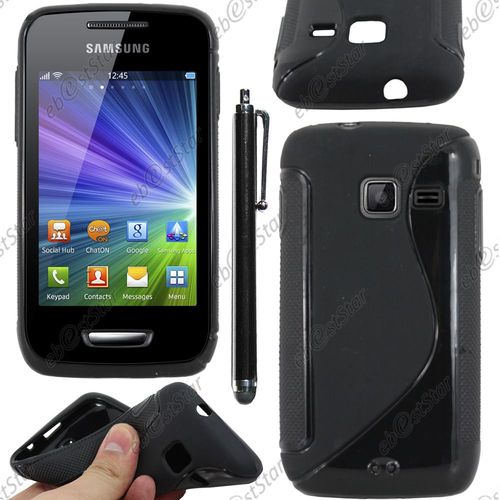 Ebeststar  Pour Samsung Wave Y S5380 - Housse Etui Coque Silicone Gel Motif S-Line Protection Souple + Stylet, Couleur Noir [Dimensions Precises De Votre Appareil : , cran 0'']