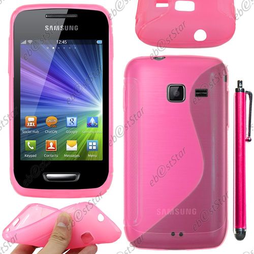 Ebeststar  Pour Samsung Wave Y S5380 - Housse Etui Coque Silicone Gel Motif S-Line Protection Souple + Stylet, Couleur Rose [Dimensions Precises De Votre Appareil : , cran 0'']