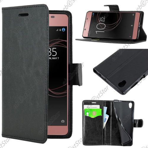 Ebeststar  Pour Sony Xperia L1, L1 Dual - Housse Coque Etui Portefeuille Support Folio Simi Cuir, Couleur Noir [Dimensions Precises De Votre Appareil : 151 X 74 X 8.7 Mm, cran 5.5'']
