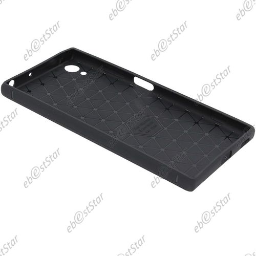 Ebeststar  Pour Sony Xperia Xa1 Plus, Xa1 Plus Dual - Coque Motif Cuir Luxe Etui Housse Flexible Silicone Gel Cussins D'air, Couleur Noir [Dimensions De Votre Appareil : 155 X 75 X 8.7 Mm]