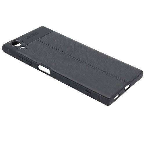 Ebeststar  Pour Sony Xperia Xa1 Plus, Xa1 Plus Dual, Coque Motif Cuir Luxe Etui Housse Flexible Silicone Gel Cussins D'air, Couleur Noir [Dimensions De Votre Appareil : 155 X 75 X 8.7 Mm]