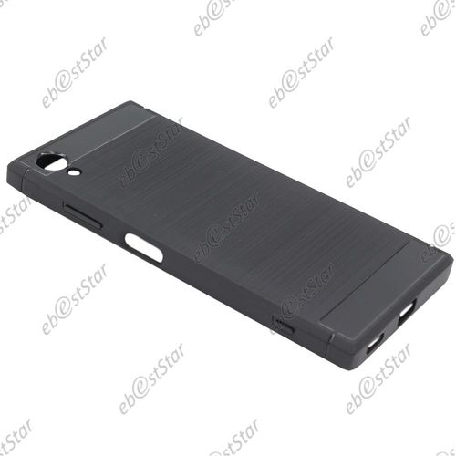 Ebeststar  Pour Sony Xperia Xa1 Plus, Xa1 Plus Dual, Etui Coque Housse Motif Fibre Carbone Luxe 2 Barres Horizontales, Couleur Noir [Dimensions De Votre Appareil : 155 X 75 X 8.7 Mm]