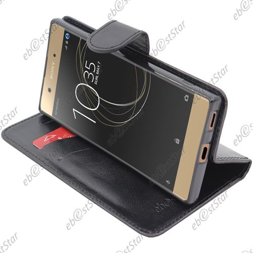 Ebeststar  Pour Sony Xperia Xa1, Xa1 Dual (2017) - Housse Coque Etui Portefeuille Support Folio Simi Cuir, Couleur Noir [Dimensions Precises De Votre Appareil : 145 X 67 X 8 Mm, cran 5'']