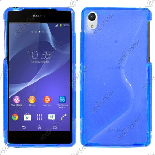 Ebeststar  Pour Sony Xperia Z2 D6502, D6503, D6543 - Housse Etui Coque Silicone Gel Motif S-Line Protection Souple, Couleur Bleu [Dimensions Precises De Votre Appareil : 146,8 X 73,3 X 8,2 Mm, cran 5.2'']