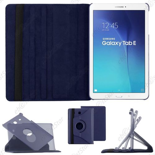 Ebeststar  Verre + Coque Etui Pu Cuir Housse Rotative Support  Rotation 360 Pour Samsung Galaxy Tab E 9.6 T560, T561, Couleur Bleu Fonc [Dimensions Precises De Votre Appareil : 241.9 X 149.5 X 8.5 Mm, cran 9.6'']