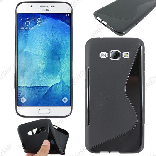 Ebeststar  Verre + Lot X3 Etui Housse Coque S-Line Silicone Protection En Gel Pour Samsung Galaxy A8 Sm-A800f, Couleur Transparent, Noir, Bleu [Dimensions Precises De Votre Appareil : 158 X 76.8 X 5.9 Mm, cran 5.7'']