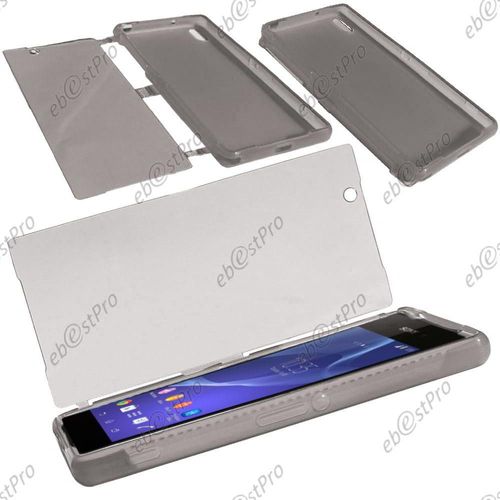 Ebeststar  Verre + Lot X3  Etui Portefeuille  Rabat Livre Housse Coque Silicone Gel Pour Sony Xperia Z2 D6502, D6503, D6543, Couleur Transparent, Noir, Bleu [Dimensions Precises De Votre Appareil : 146.8 X 73.3 X 8.2 Mm, cran 5.2'']