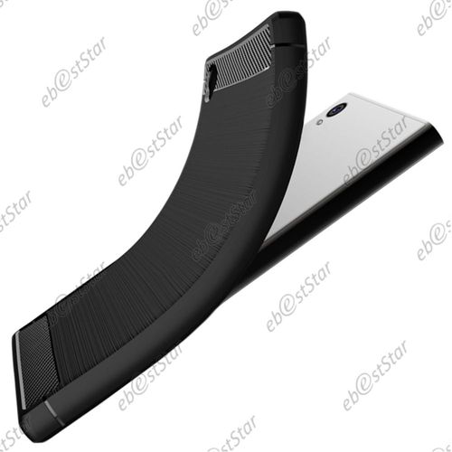 Ebeststar  Verre Tremp + Coque Etui Housse Silicone Motif Fibre Carbone 2 Barres Horizontales Pour Sony Xperia L1, L1 Dual, Couleur Noir [Dimensions Precises De Votre Appareil : 151 X 74 X 8.7 Mm, cran 5.5'']