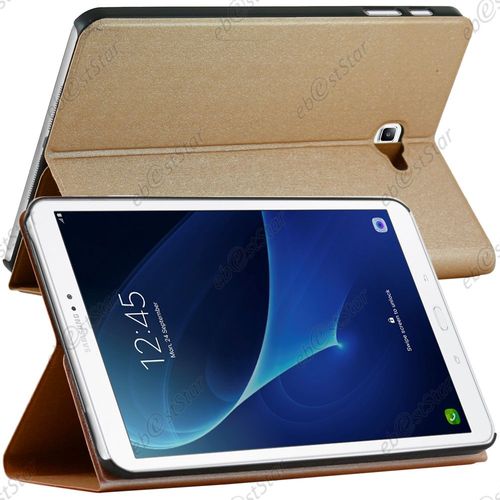 Ebeststar  Verre Tremp + Smartcase Etui Aimante Housse Smart Cover Avec Coque Arrire Pour Samsung Galaxy Tab A 2016 10.1 T580 T585 (A6), Couleur Or / Dor [Dimensions Precises De Votre Appareil : 254.2 X 155.3 X 8.2 Mm, cran 10.1'']