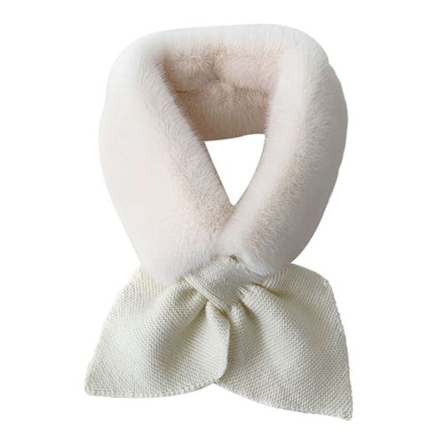 charpe Chaude En Fausse Fourrure D'hiver, Couleur Unie, Super Douce, Ultra-paisse, De Luxe Tricote Pour Femmes, charpe Chauffe-Cou En Fausse Fourrure-Blanc