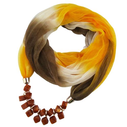 charpe D't Pour Femmes, Dgrad De Couleur Color, Respirant, Doux, Rsistant Au Soleil, Pierres En Rsine Lgres, Pendentif, Collier charpe, Vtements D'extrieur-Jaune