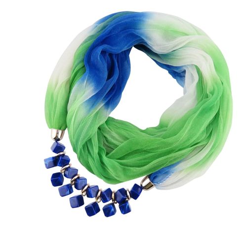 charpe D't Pour Femmes, Dgrad De Couleur Color, Respirant, Doux, Rsistant Au Soleil, Pierres En Rsine Lgres, Pendentif, Collier charpe, Vtements D'extrieur-Vert