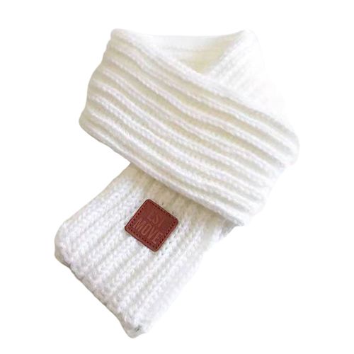 charpe D'hiver Pour Enfants, paisse, Couleur Unie, Tricote, Douce, Haute lasticit, Garde Au Chaud, Garons Et Filles, Enveloppement De Cou Lger Pour Un Usage Quotidien-Blanc