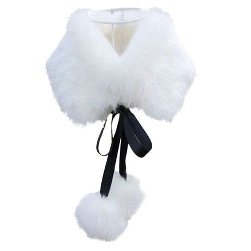 charpe paisse Super Douce Et Moelleuse Pour Femme, Coupe-Vent, Couleur Unie, Garde Au Chaud Avec Boule De Poils, Imitation Fourrure De Lapin D'hiver, Faux Col, Chle Pour L'extrieur-Blanc