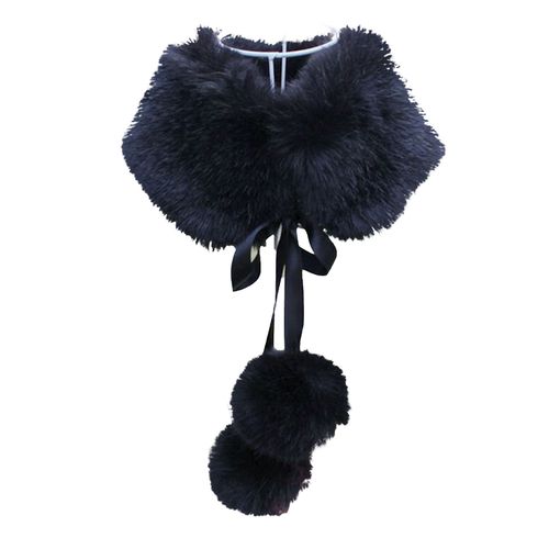charpe paisse Super Douce Et Moelleuse Pour Femme, Coupe-Vent, Couleur Unie, Garde Au Chaud Avec Boule De Poils, Imitation Fourrure De Lapin D'hiver, Faux Col, Chle Pour L'extrieur-Noir