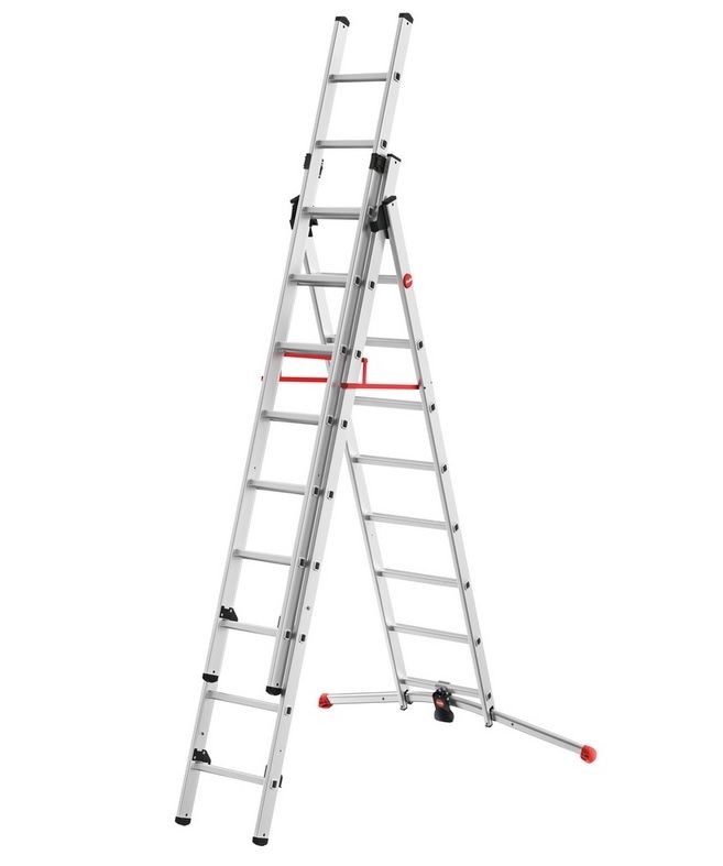 Echelle Transformable 2 X 9+1 X 8 chelons 6,60m Profistep Combi Hailo