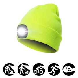 Bonnet avec lumière, Bonnet éclairé et LED rechargeable, USB, Bonnet Unisex  et Tricot pour la Marche