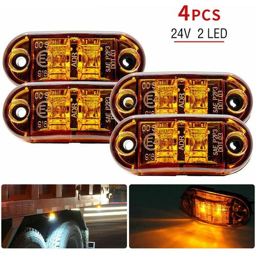 Eclairage Et Reflecteurs Pour Remorque,Feux De Gabarit Lateraux/Avant/Arriere 4pcs Orange 12v/24v, Indicateur Led Universel, Indicateur De Position Pour Camion/Remorque/Caravane/Camion/Voitur Goodnice