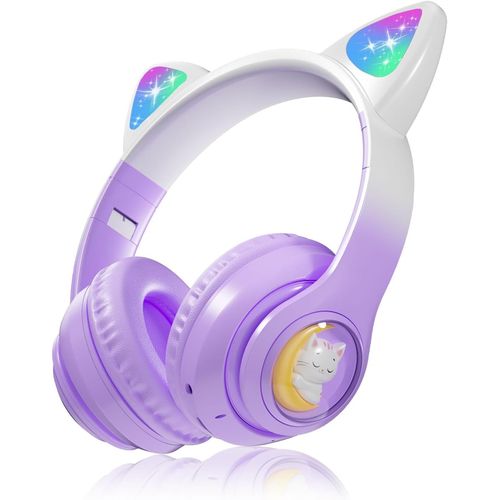 couteurs Bluetooth Pour Enfants, Ecouteurs Sans Fil Pour Enfants, Supra-Auriculaires Pliables Avec Oreilles De Chat Led Et Micro Intgr, 85 Db, Chargement Usb C, Pour Voyage, Cad[FIL6162569]